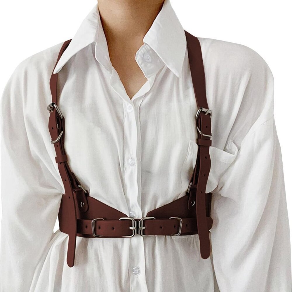 Women Punk Leather Harness Belt Waist Strap Adjustable for Dresses Cosplay